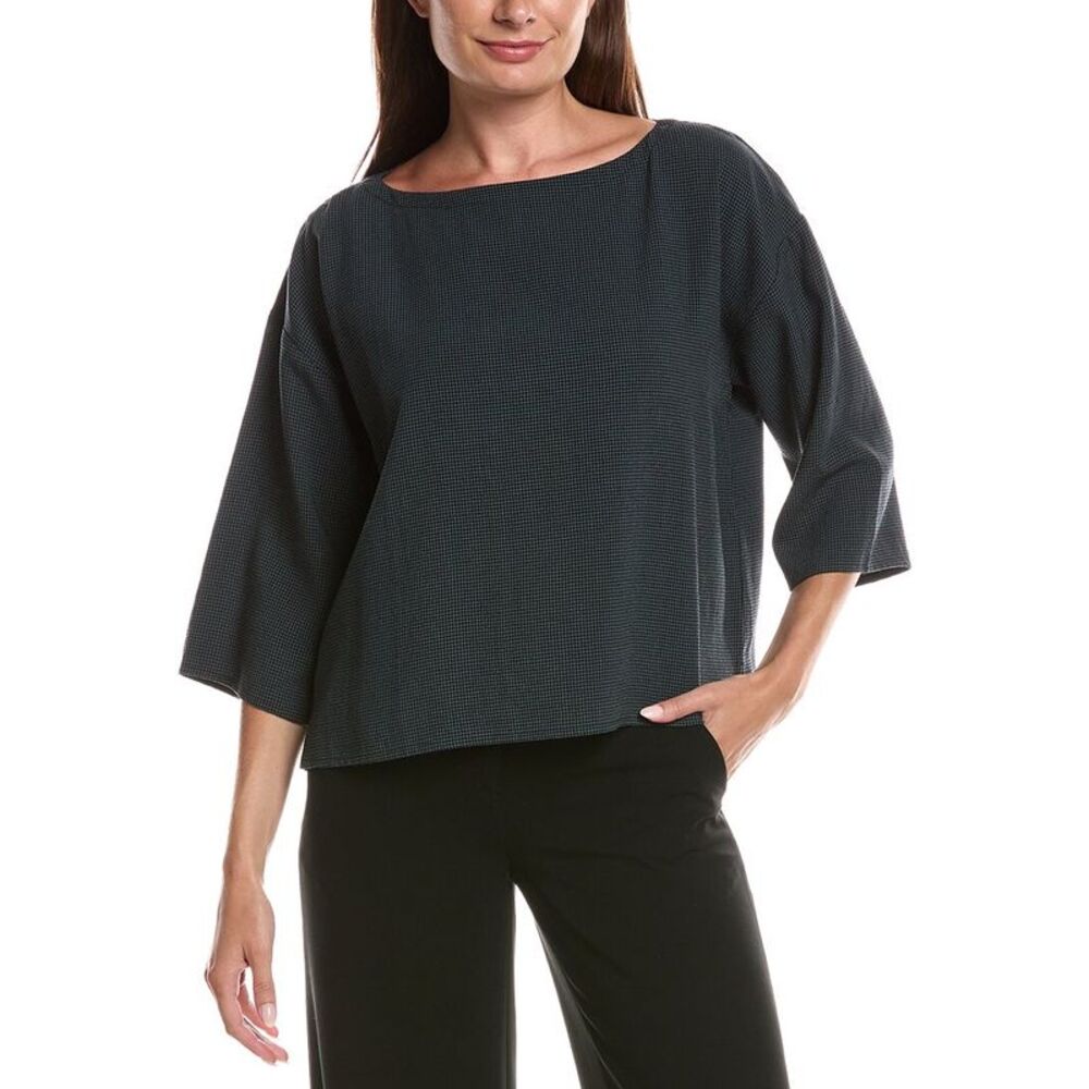 Eileen Fisher Womens  Bateau Neck Box Top, Blue